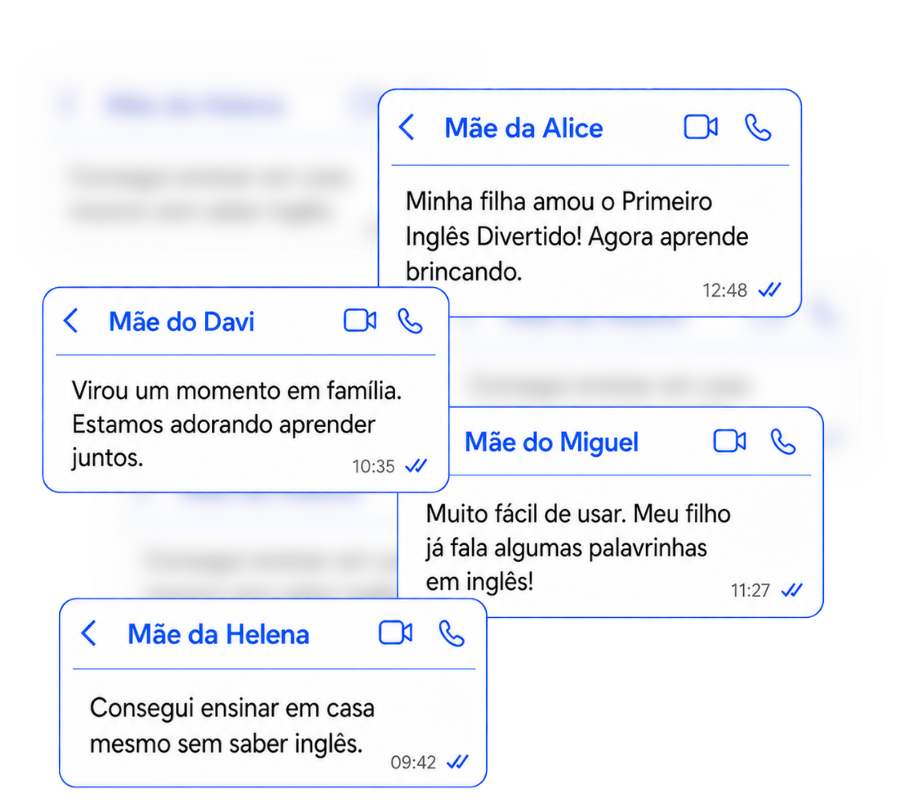 Depoimentos de pais sobre o Primeiro Inglês Divertido